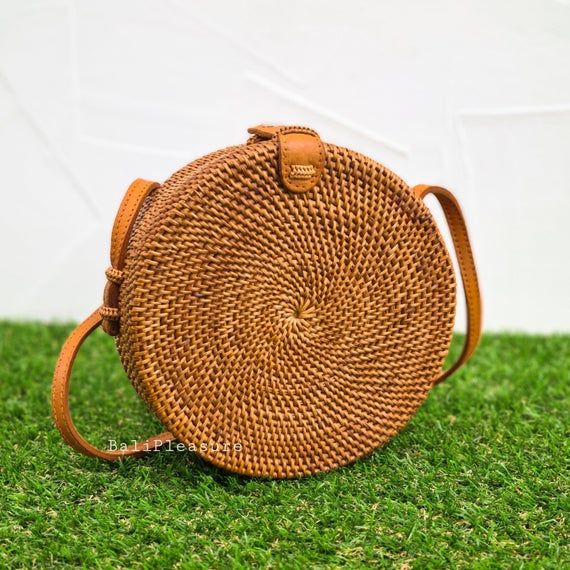 Round Rattan Bag Bali Bag Straw Bag Woven Shoulder Bag - Etsy .