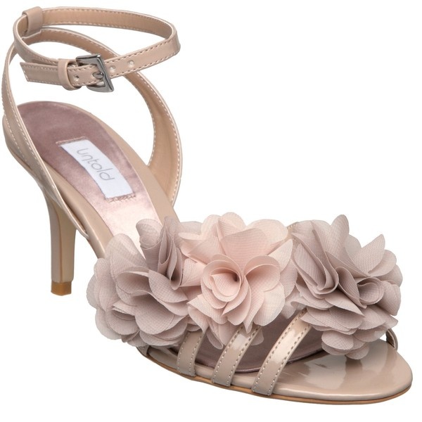 Untold Hollow u mid heel chiffon ruffle sandals ($29) ❤ liked on .