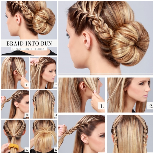 Wonderful DIY braid into bun hairsty