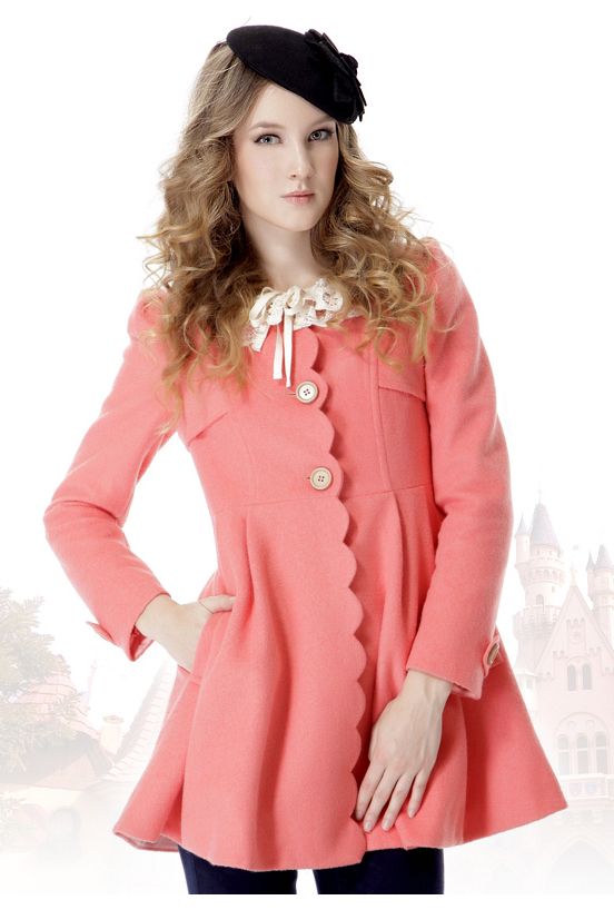 Goodbye Kiss Scalloped Edge Coat in Coral $89.99 | Fall attire .