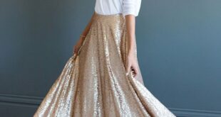 Gold Sequin long Skirts/Wedding Party Formal Holiday Full Maxi .