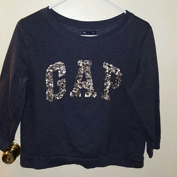 GAP Sequin Comfy Distressed Sweatshirt 3/4 sleeves | Clothes .