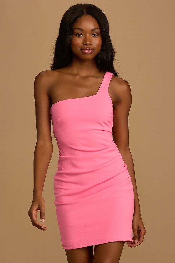 Style Strut Bright Pink One-Shoulder Bodycon Mini Dress | Bodycon .