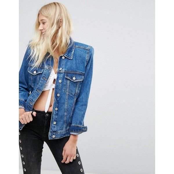 Bershka Shoulder Pad Detail Denim Jacket (89 AUD) ❤ liked on .