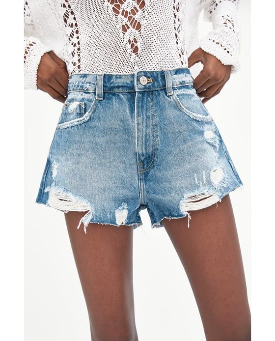 HI-RISE RIPPED DENIM SHORTS-SHORTS | SKORTS-WOMAN | ZARA Mexico .