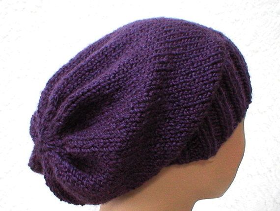 Dark Purple Slouchy Hat Mens Womens Winter Hat Unisex Purple .