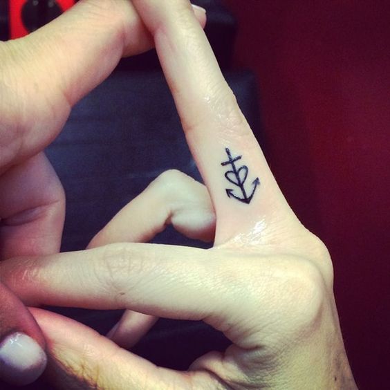 Anchor Tattoos | Small finger tattoos, Finger tattoos words, Side .
