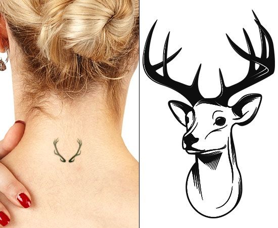 Deer Skull Tattoo Ideas For Nape | Antler tattoo, Deer skull .