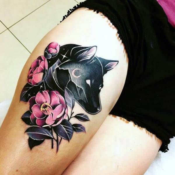 Small Wolf Women Tattoo Ideas
     