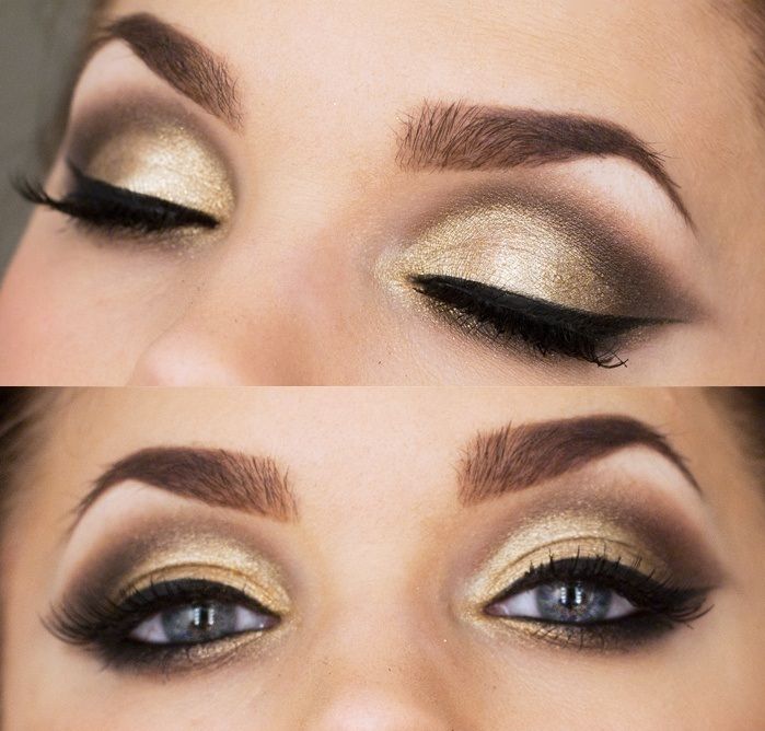 Golden Smokey Eye Look | Smokey eye make up, Oog make up, Smokey .