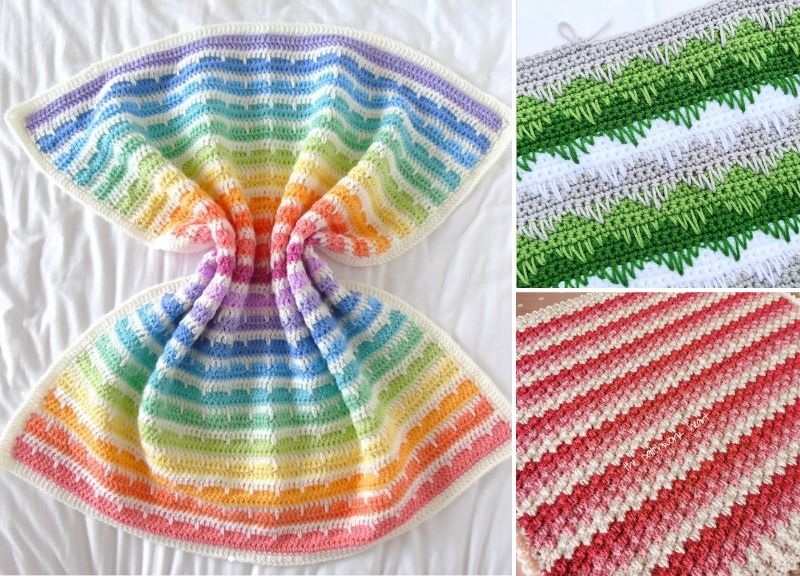 Spike Stitch Colorful Crochet Throws - Pattern Cent