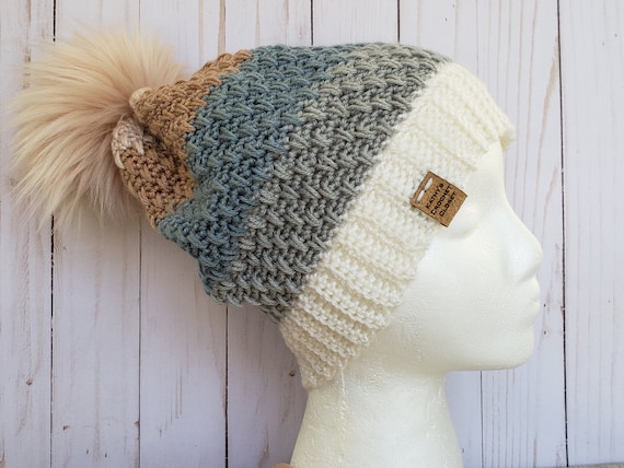 Crochet Hat PATTERN Spike Striped Beanie DIY Beanie - Et