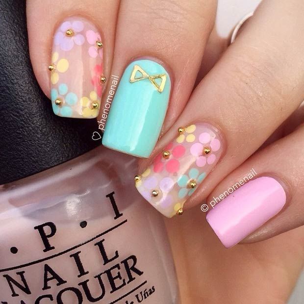 50 Flower Nail Designs for Spring - StayGlam | Flower nail designs .
