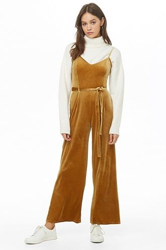 Velvet Belted Palazzo Jumpsuit | Moda, Moda femenina, Outf