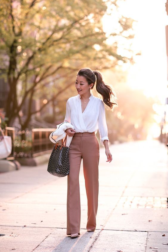 Fall business professional outfit flare trousers_extra petite .