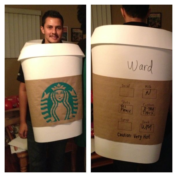 Starbucks cup costume. Used foam core, poster board, and hand .
