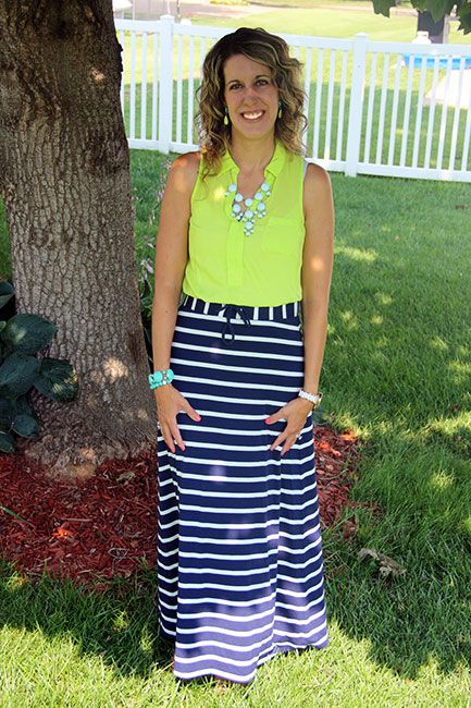 What Wives Wear Link Up #12 - Striped Maxi Skirt with Neon .