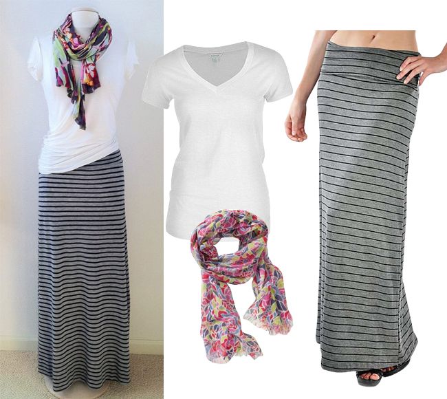 Get The Look: Simple and Chic Way to wear Striped Maxi Skirt .