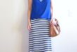 Breezy Blue | Striped maxi skirt outfit, Dresses casual fall, Maxi .