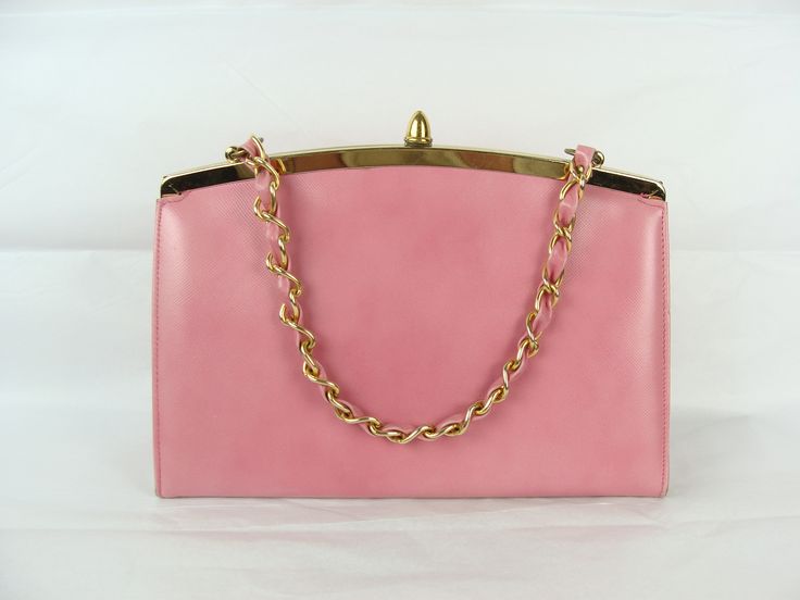 Vintage Pink Handbag 60s Chain Handle Structured Bag 1960s | Etsy .
