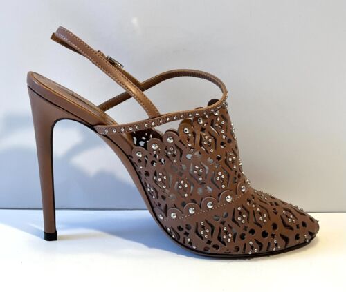 Alaia Purple Cutout Studded Slingback Heels, Size 8 (US) 38 (IT .