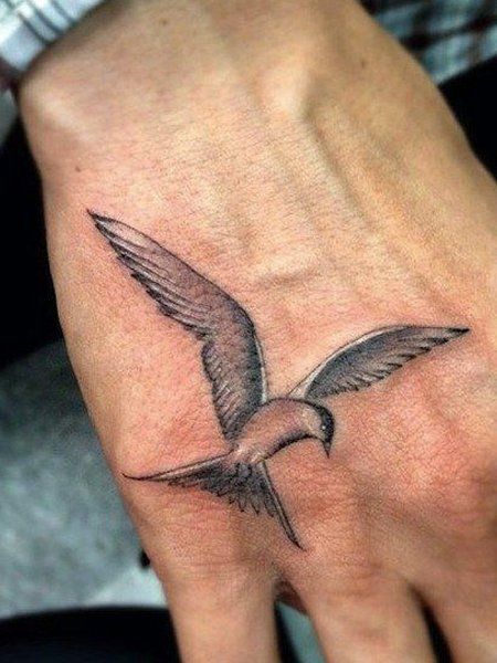 25 Carefree Bird Tattoo Designs & Meaning | Bird hand tattoo, Bird .