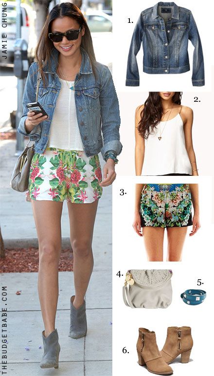 tropical floral print shorts | Summer outfits, Spring denim jacket .