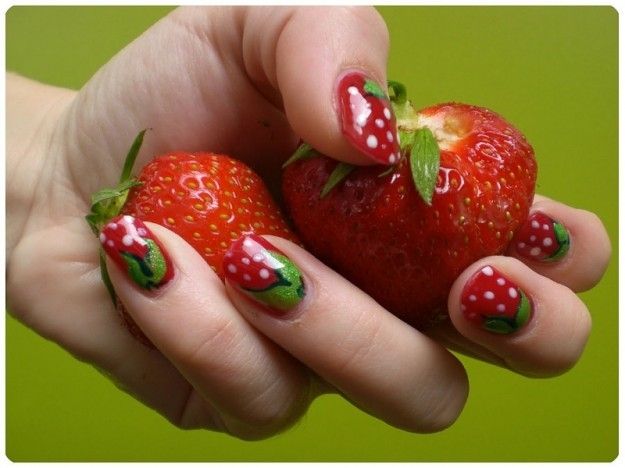 Cute Strawberry Nails | Spring nail art, Strawberry nail art .