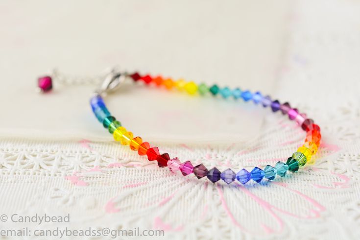 Rainbow Braceletrainbowbeaded Bracelet Swarovski - Etsy | Beaded .