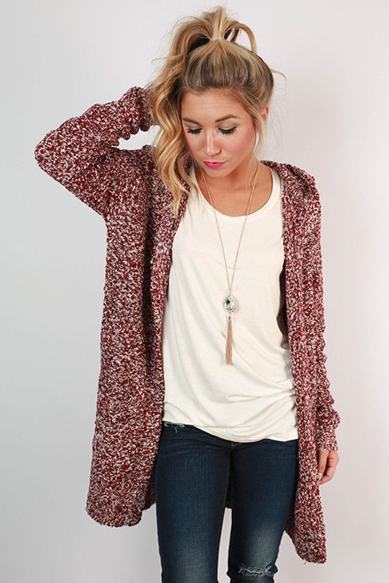 Pumpkin Spice Cuddles Cardigan in Cabernet | Vestir casual .