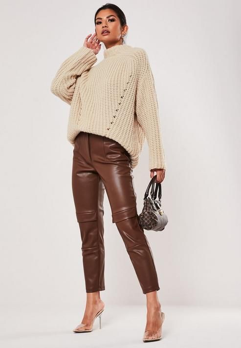Bring on the Leather! | Brown leather pants outfit, Pants outfit .
