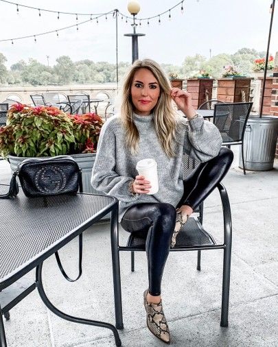 Oversized sweater and faux leather leggings - fall styles .