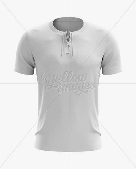 Lace-Up Soccer T-Shirt Mockup - Front View on Yellow Images Object .