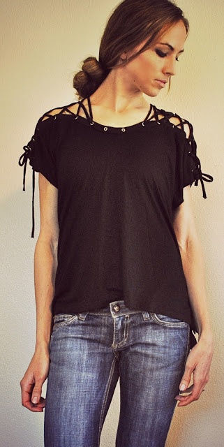 DIY Lace Up Collar | Trash to couture, T shirt diy, Diy lace