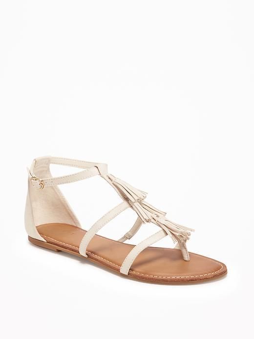 Old Navy T-Strap Tassel Sandals for Women | Womens sandals, Tassel .