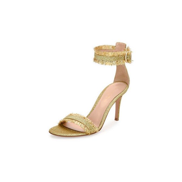 Gianvito Rossi Caribe Fringe Ankle-Wrap 85mm Sandal ($875 .