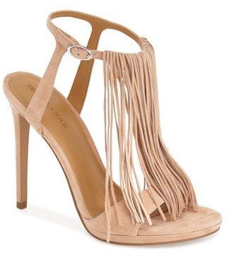 $139, Aries Fringe T Strap Sandal | Ankle strap heels, T strap .