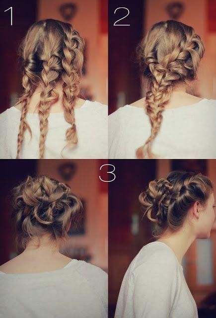 Three Braid Updo | Braided hairstyles updo, Curly hair styles .