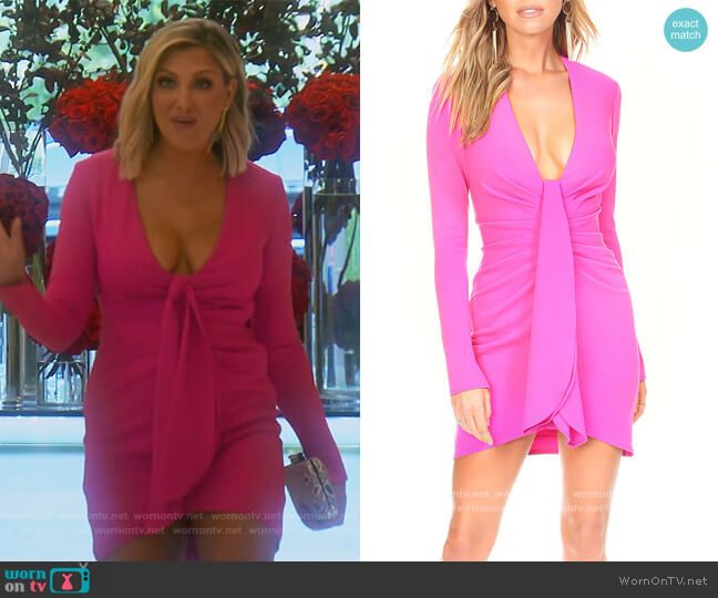 Gina's pink tie front mini dress on The Real Housewives of Orange .