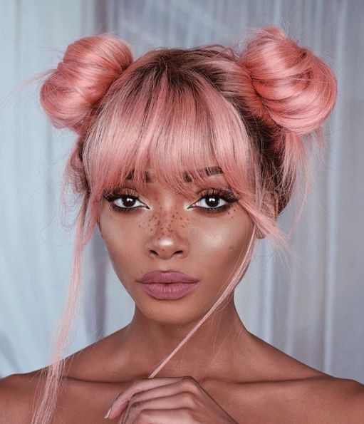 Is pastel pink hair the new blonde? | Pastel pink hair, Bun .