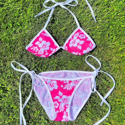 Buy Hibiscus Bikini Triangle Top Spring Break Colorful Floral .