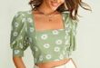 Puff Sleeve Floral Crop Top | Trendy fashion tops, Trendy dress .