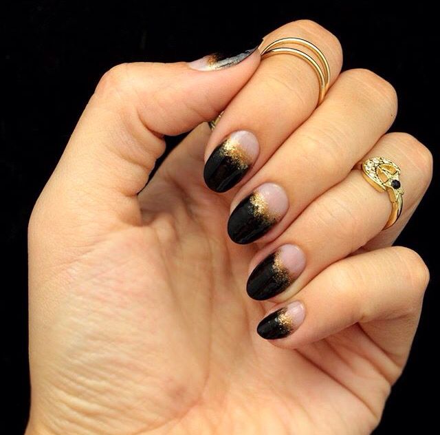 Half moon nails | Moon nails, Trendy nail art, Gold nai