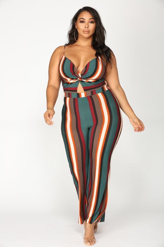 Plus Size Jumpsuit Stripes | Plus size outfits, Fashion, Plus size .