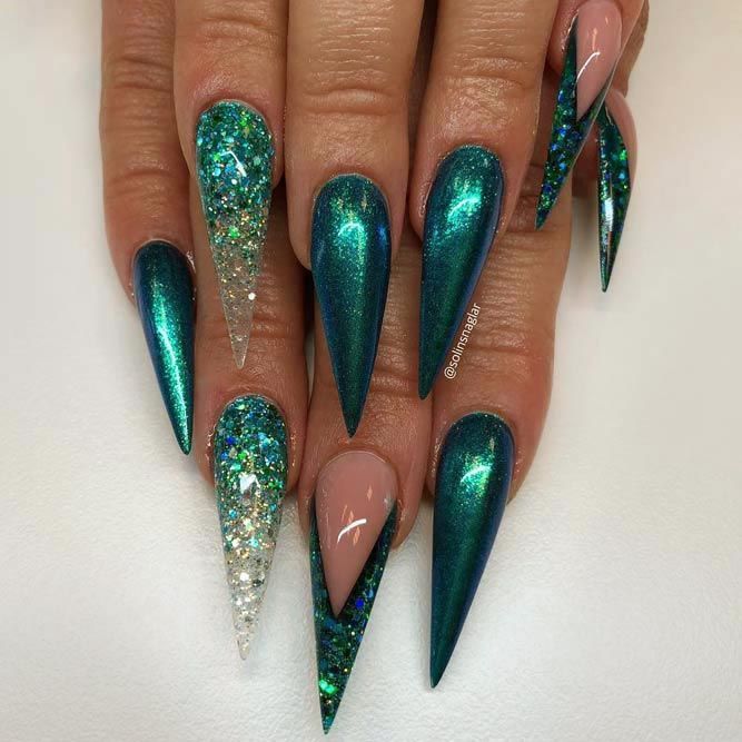 Elegant Emerald Green Nails Designs For You | Green nail designs .