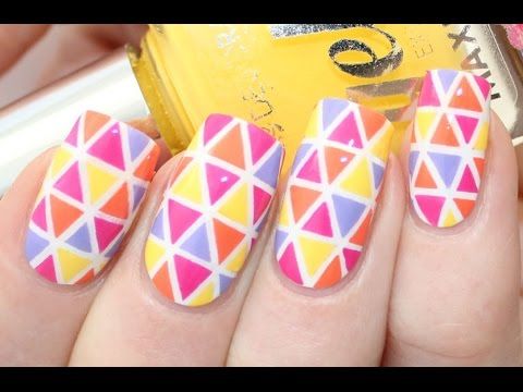 Colorful Triangle Nail Art Tutorial | Triangle nail art, Triangle .