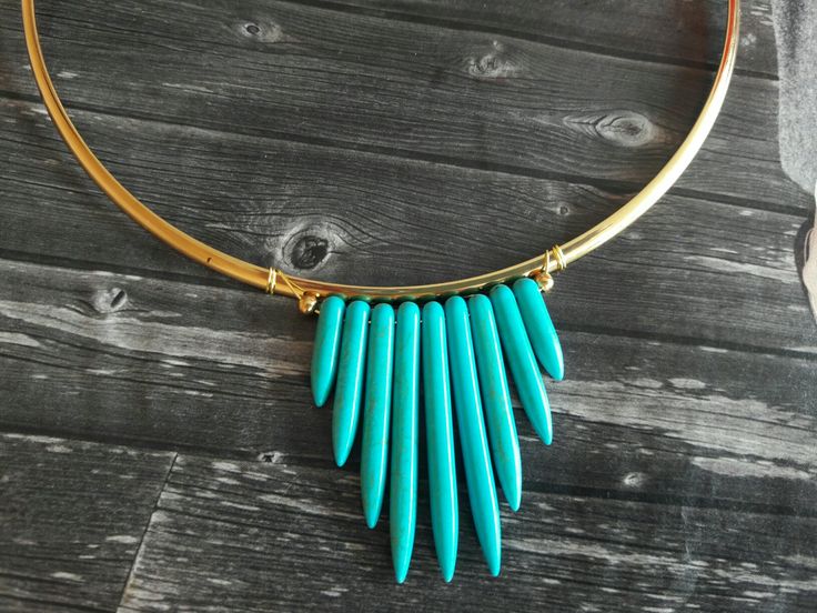 Turquoise Spike Necklace. On my etsy page Link in Bio! | Spike .