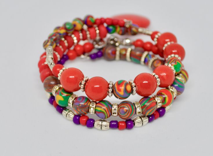 Red Bamboo Beaded Bracelet Purple and Red Beaded Bracelet - Etsy .