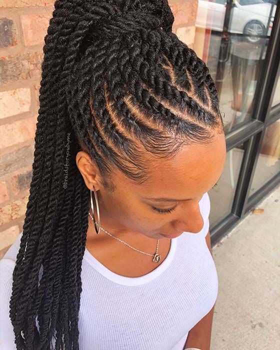 23 Cool Black Ponytail Hairstyles You Have to Try | Flat twist .