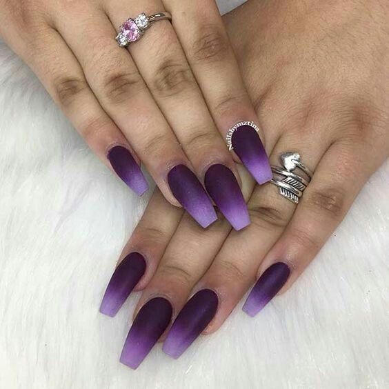long ombre violet nails are a chic idea to rock | Purple ombre .